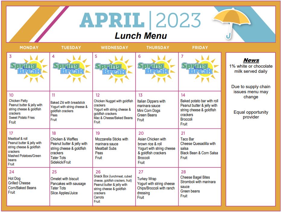 John Paul II Academy Lunch Menu John Paul II Academy